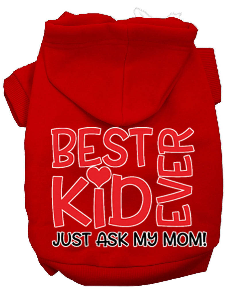 Ask My Mom Screen Print Dog Hoodie Red Xxxl