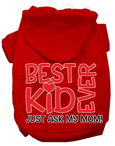 Ask My Mom Screen Print Dog Hoodie Red Xxxl