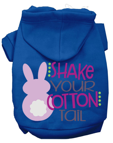 Shake Your Cotton Tail Screen Print Dog Hoodie Blue Xl