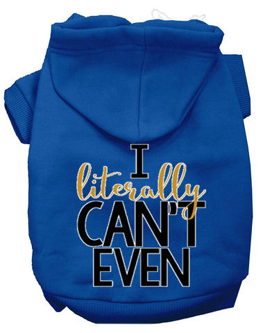 Literally Can't Even Screen Print Dog Hoodie Blue Xs