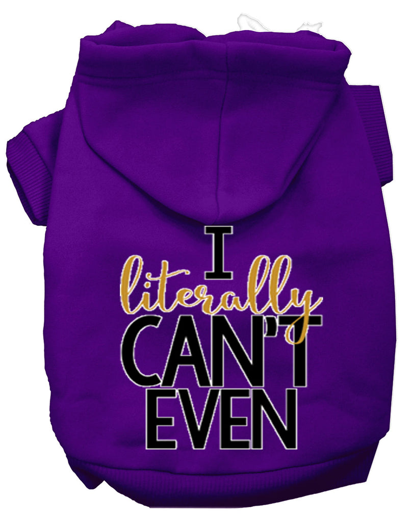 Literally Can't Even Screen Print Dog Hoodie Purple M