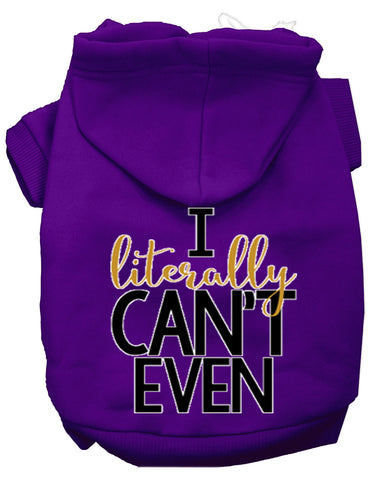 Literally Can't Even Screen Print Dog Hoodie Purple S