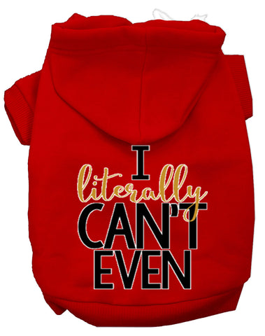 Literally Can't Even Screen Print Dog Hoodie Red M