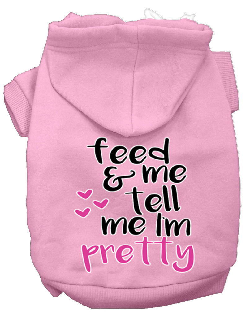 Tell Me I'm Pretty Screen Print Dog Hoodie Light Pink Xxxl