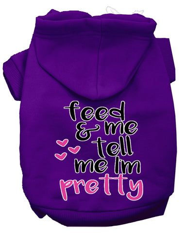 Tell Me I'm Pretty Screen Print Dog Hoodie Purple L