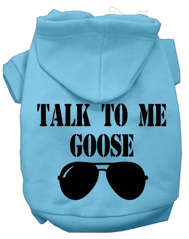 Talk To Me Goose Screen Print Dog Hoodie Baby Blue L