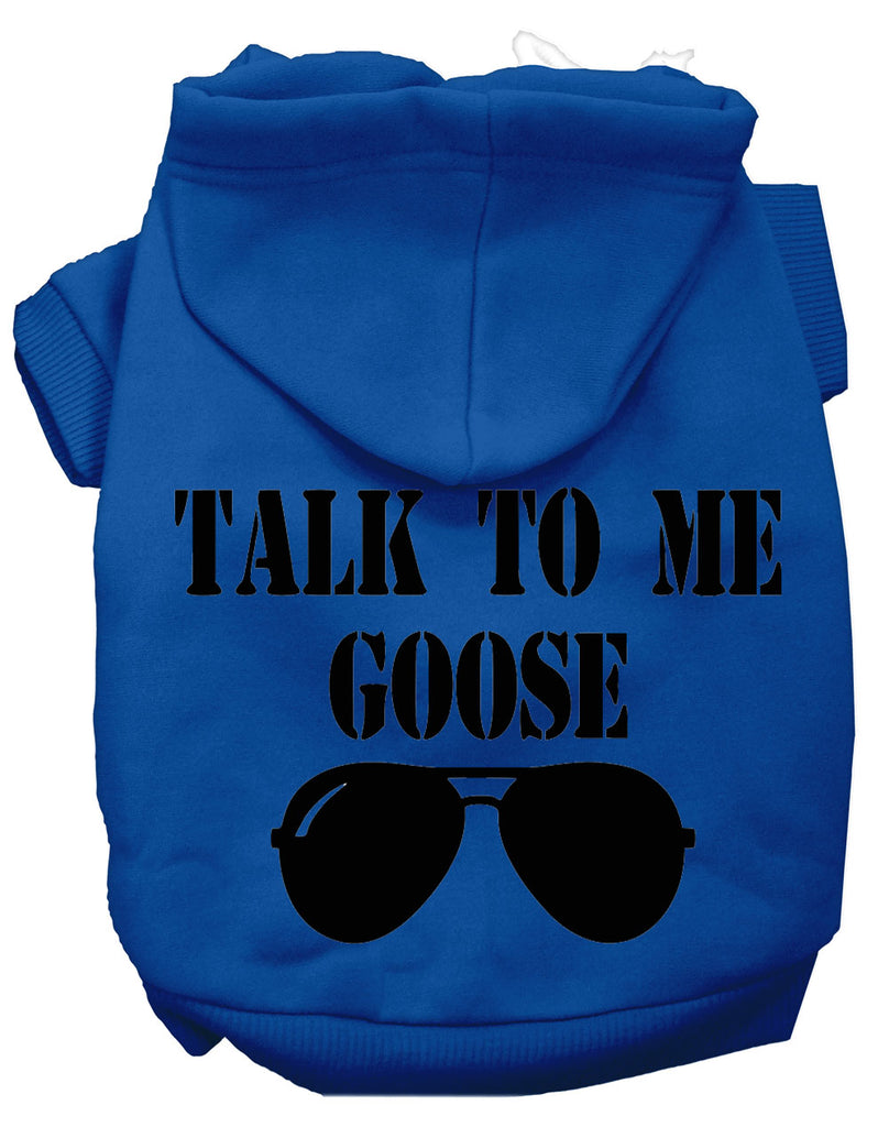 Talk To Me Goose Screen Print Dog Hoodie Blue L