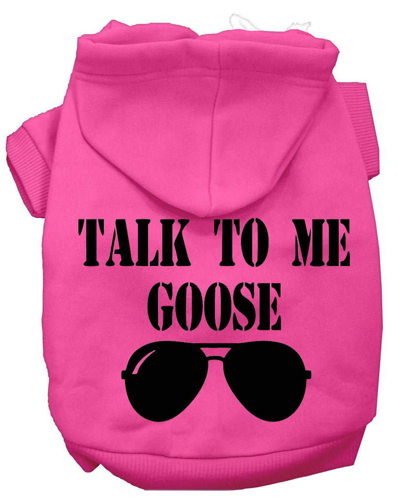 Talk To Me Goose Screen Print Dog Hoodie Bright Pink L