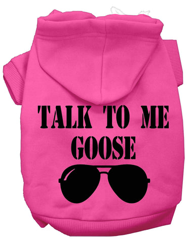 Talk To Me Goose Screen Print Dog Hoodie Bright Pink S