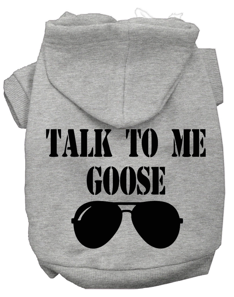 Talk To Me Goose Screen Print Dog Hoodie Grey L