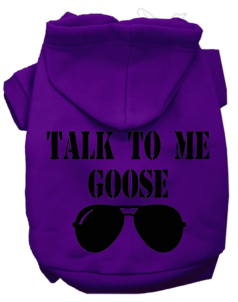 Talk To Me Goose Screen Print Dog Hoodie Purple L