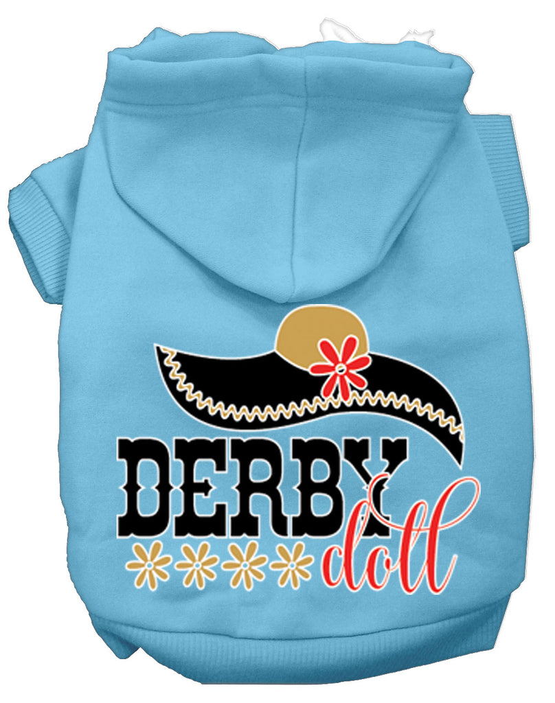 Derby Doll Screen Print Dog Hoodie Baby Blue Xs