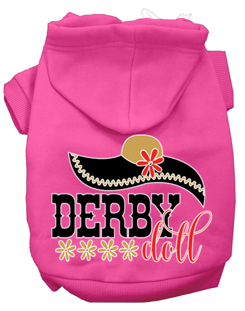 Derby Doll Screen Print Dog Hoodie Bright Pink L