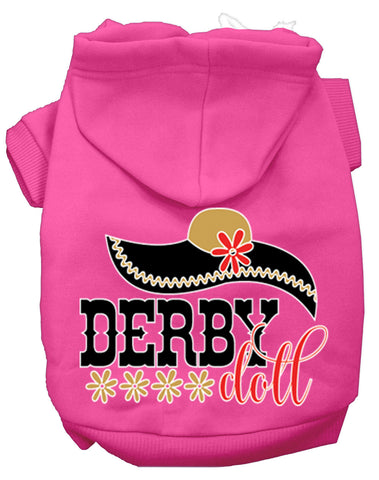 Derby Doll Screen Print Dog Hoodie Bright Pink Xs