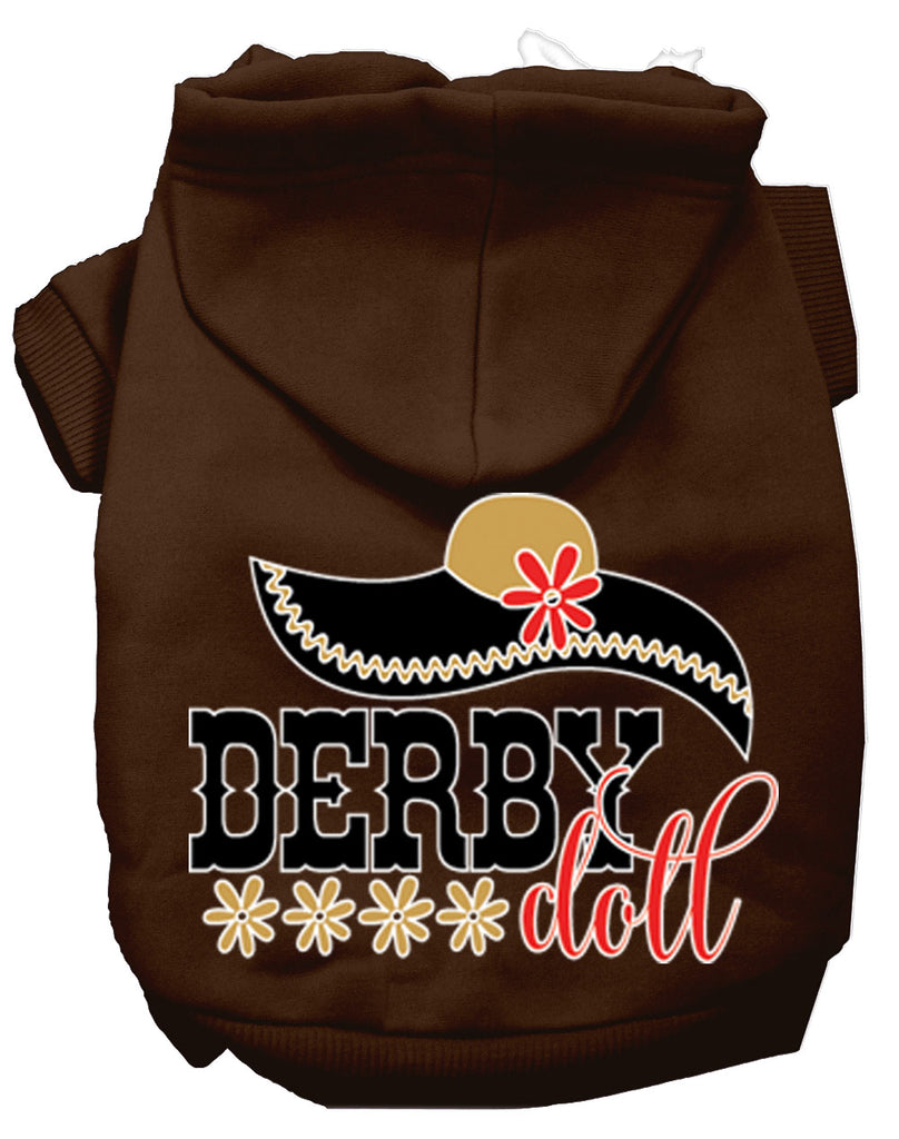 Derby Doll Screen Print Dog Hoodie Brown Xxl