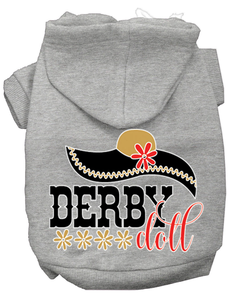 Derby Doll Screen Print Dog Hoodie Grey L