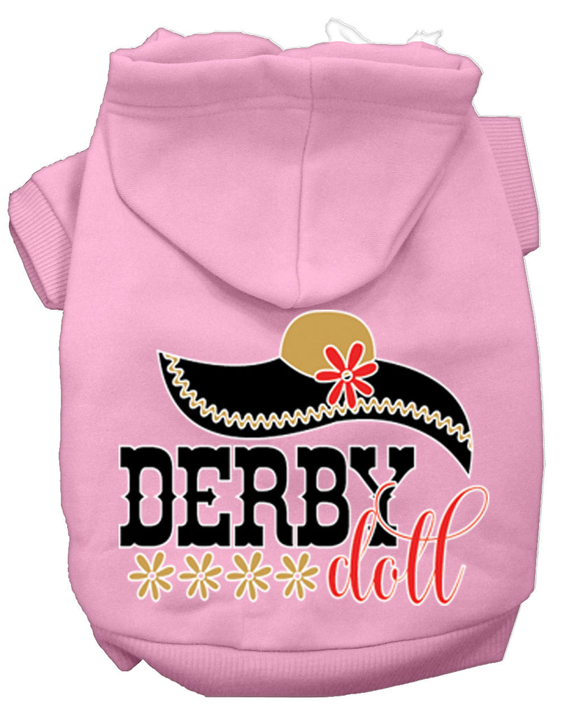 Derby Doll Screen Print Dog Hoodie Light Pink S