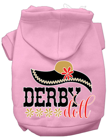 Derby Doll Screen Print Dog Hoodie Light Pink Xl