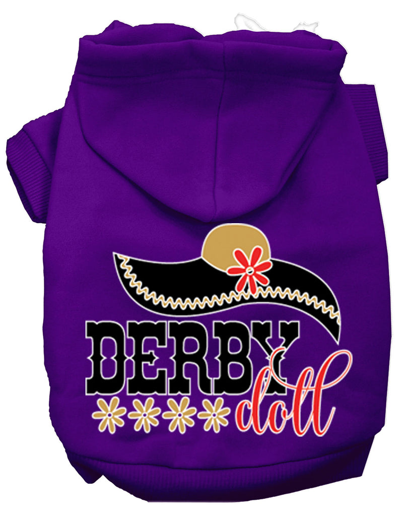 Derby Doll Screen Print Dog Hoodie Purple L