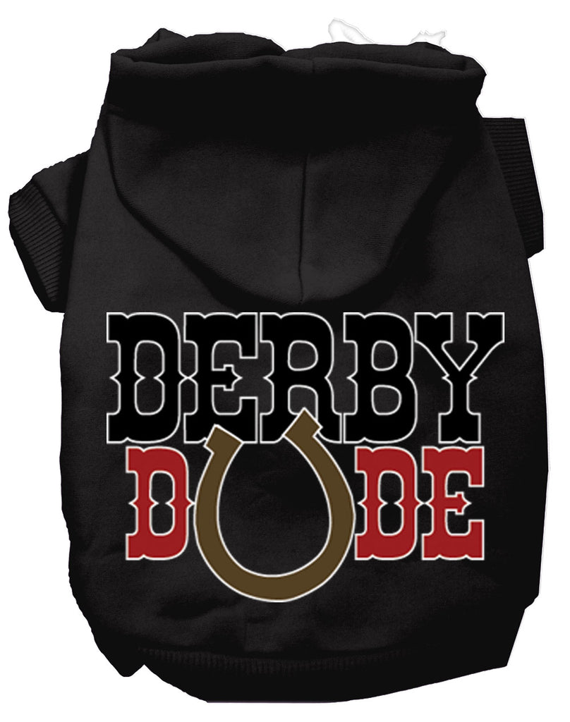 Derby Dude Screen Print Dog Hoodie Black Xs