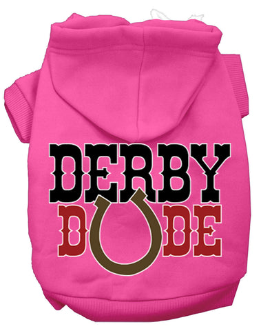 Derby Dude Screen Print Dog Hoodie Bright Pink S