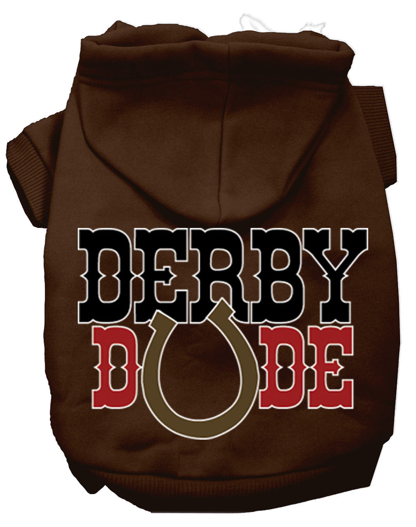 Derby Dude Screen Print Dog Hoodie Brown L