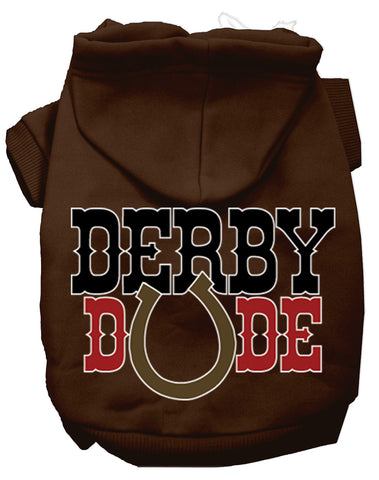 Derby Dude Screen Print Dog Hoodie Brown Xxl