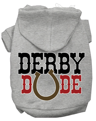 Derby Dude Screen Print Dog Hoodie Grey Xl