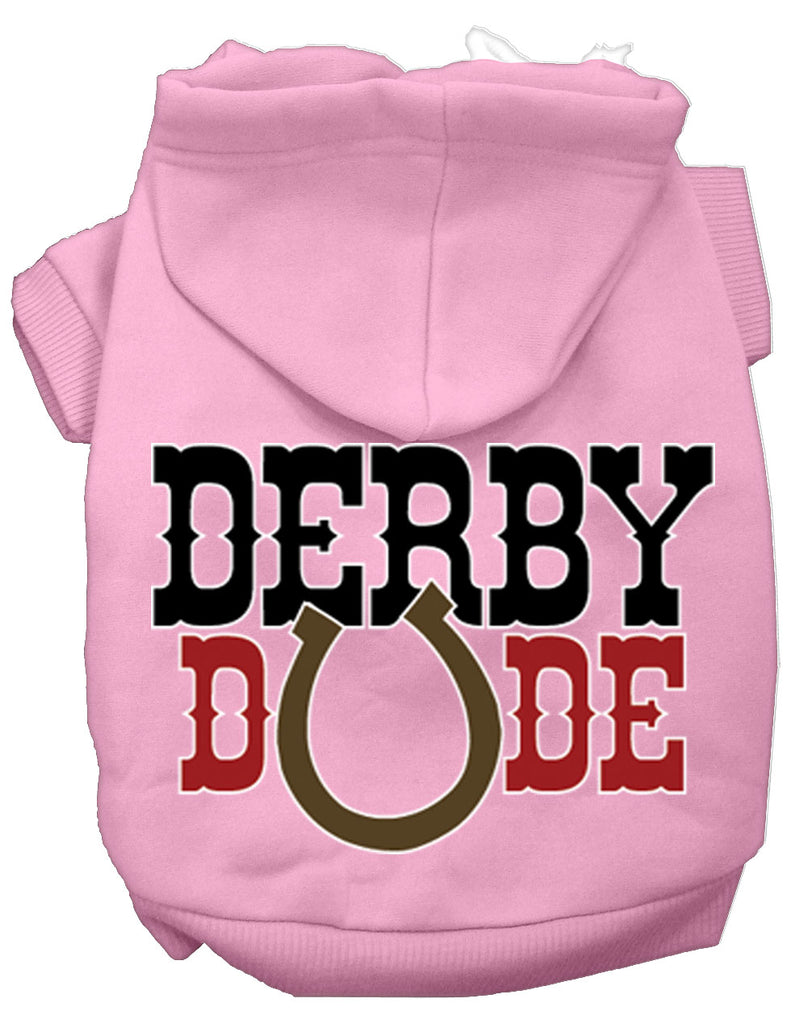 Derby Dude Screen Print Dog Hoodie Light Pink Xxxl