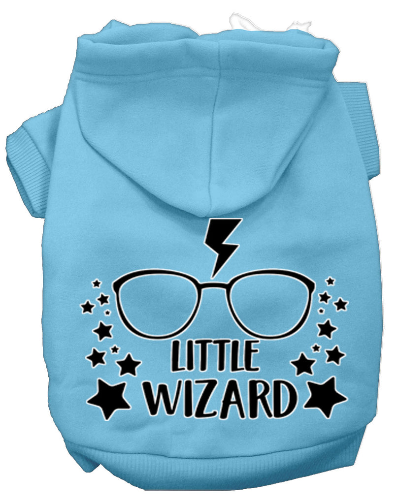 Little Wizard Screen Print Dog Hoodie Baby Blue L