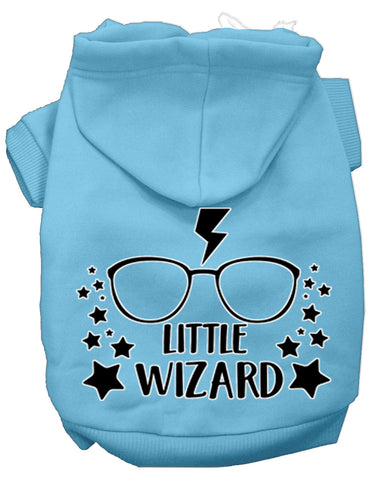 Little Wizard Screen Print Dog Hoodie Baby Blue Xs