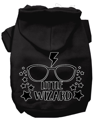 Little Wizard Screen Print Dog Hoodie Black Xl