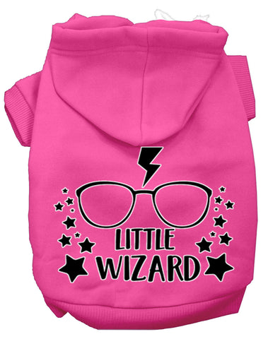 Little Wizard Screen Print Dog Hoodie Bright Pink S