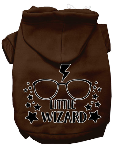 Little Wizard Screen Print Dog Hoodie Brown S