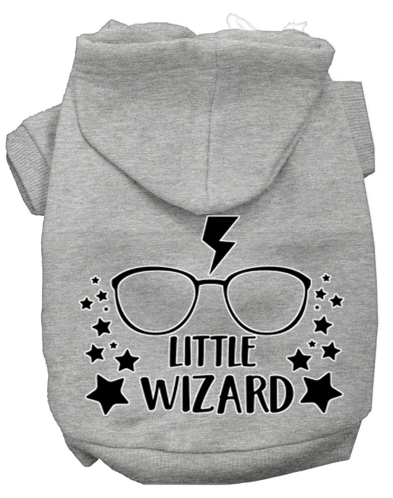 Little Wizard Screen Print Dog Hoodie Grey L