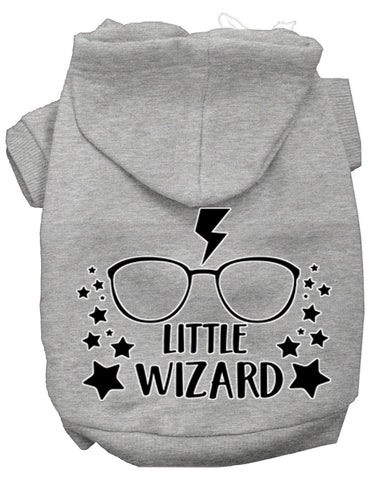 Little Wizard Screen Print Dog Hoodie Grey S