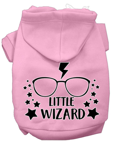 Little Wizard Screen Print Dog Hoodie Light Pink L