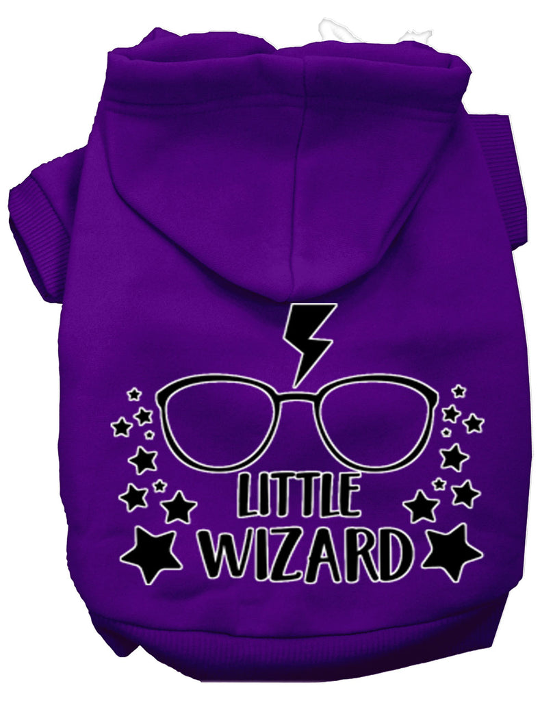 Little Wizard Screen Print Dog Hoodie Purple L