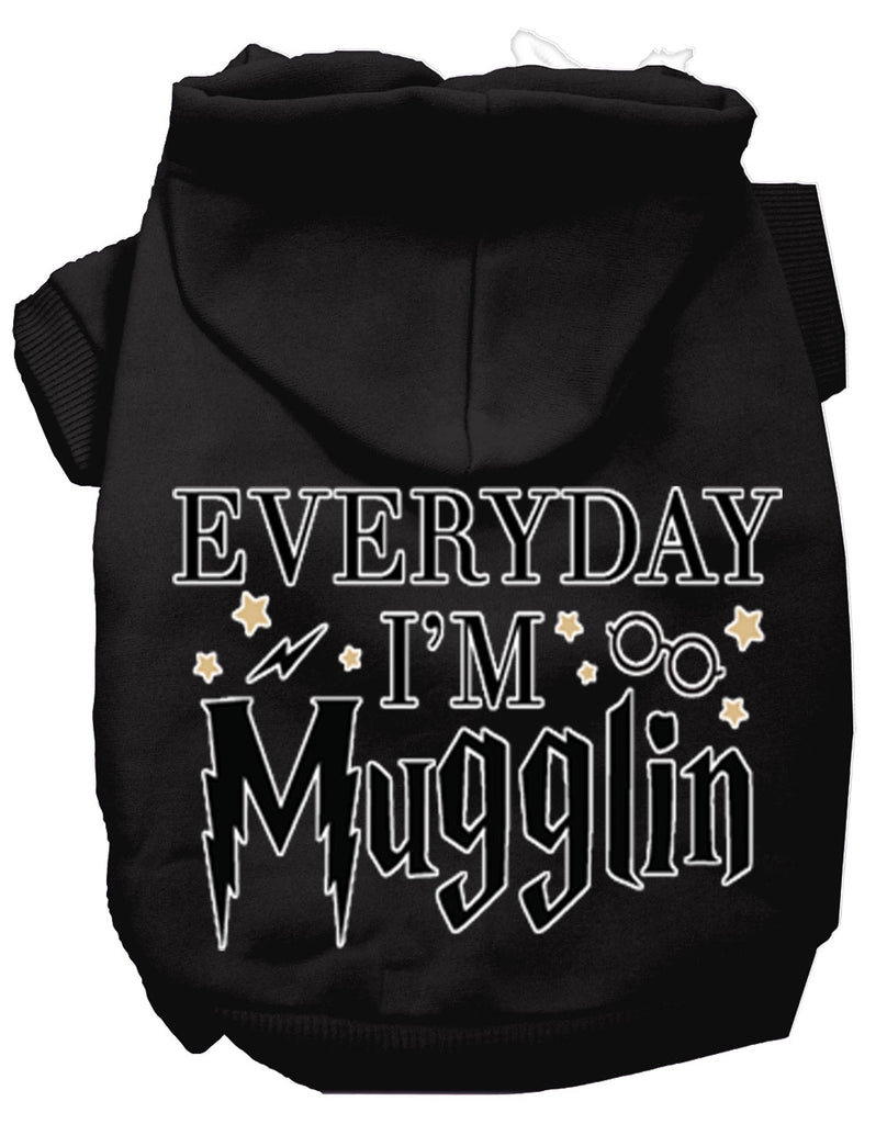 Everyday I'm Mugglin Screen Print Dog Hoodie Black Xs