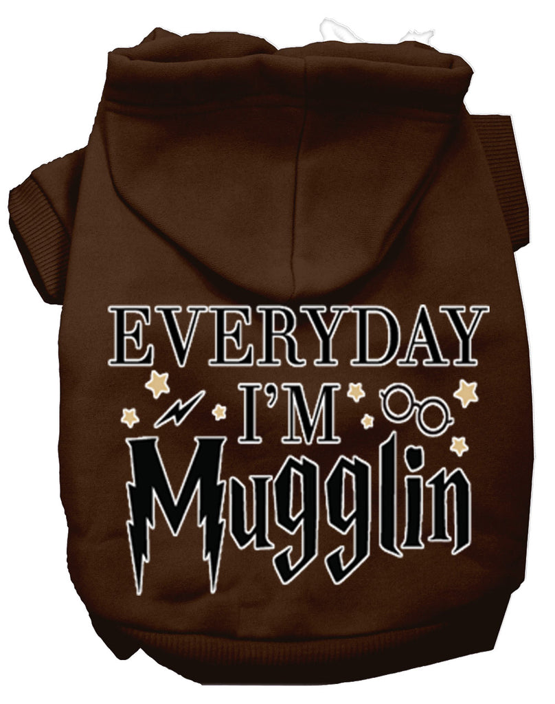 Everyday I'm Mugglin Screen Print Dog Hoodie Brown M