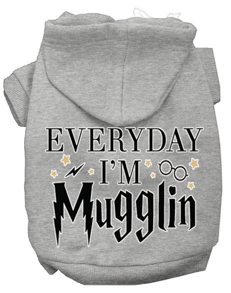 Everyday I'm Mugglin Screen Print Dog Hoodie Grey L