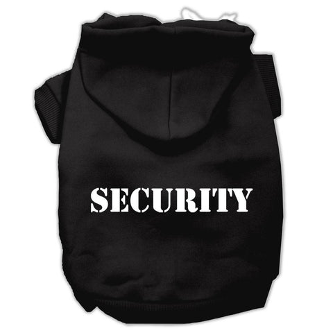 Security Screen Print Pet Hoodies Black Size w- Cream Size text Lg (14)