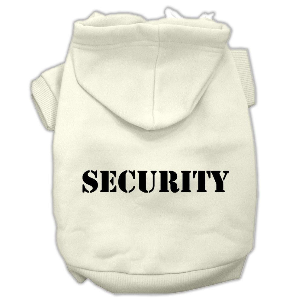 Security Screen Print Pet Hoodies Cream Size W- Black Size Text Lg (14)