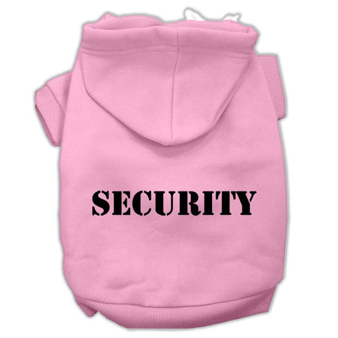 Security Screen Print Pet Hoodies Light Pink Size W- Black Size Text Lg (14)