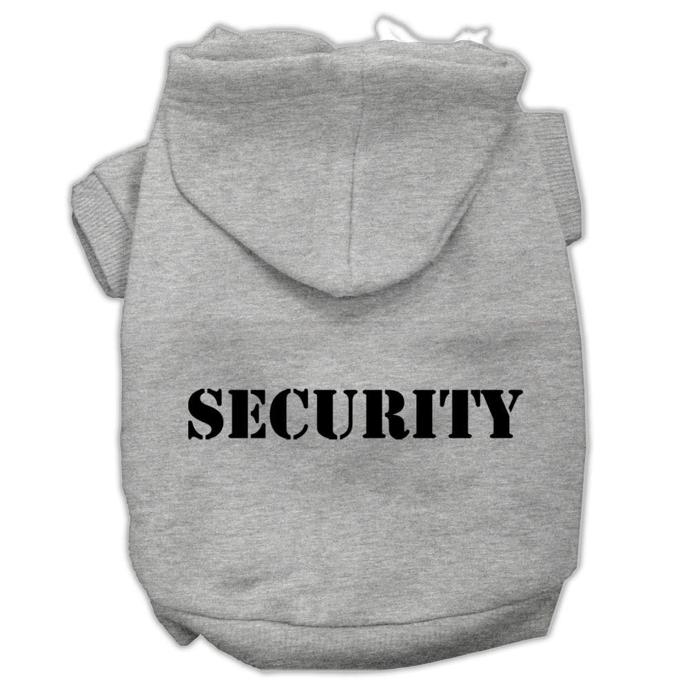 Security Screen Print Pet Hoodies Grey Size W- Black Size Text Med (12)