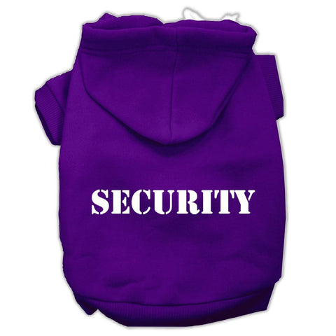 Security Screen Print Pet Hoodies Purple Size W- Cream Size Text Med (12)