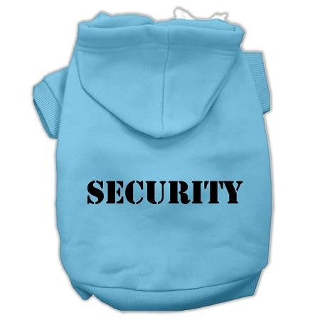 Security Screen Print Pet Hoodies Baby Blue Size W- Black Size Text Xs (8)