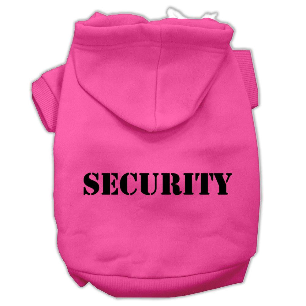 Security Screen Print Pet Hoodies Bright Pink Size w- Black Size text XS (8)