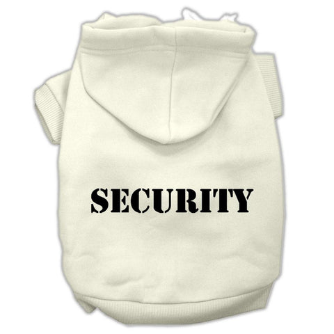 Security Screen Print Pet Hoodies Cream Size w- Black Size text XS (8)