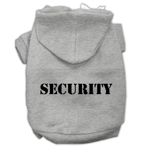 Security Screen Print Pet Hoodies Grey Size W- Black Size Text Xs (8)